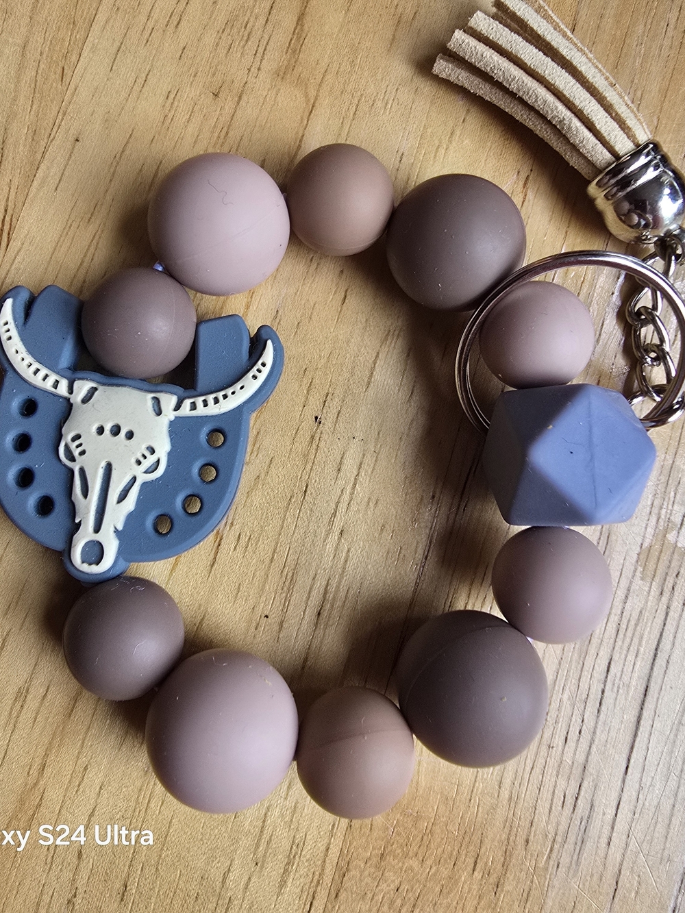 Western Cow Skull Wristlet Keychain